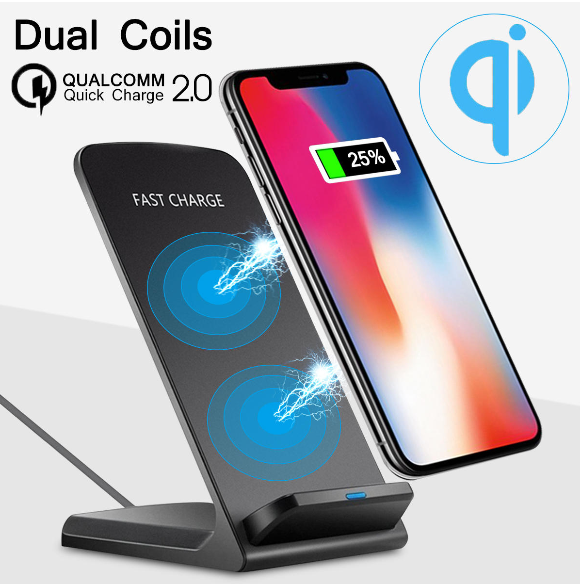 CG™,10W Dual Coils, Best, Fast, Wireless Phone Charger